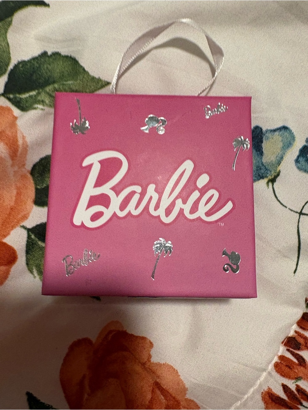 Barbie Gold-Plated Heart Hoop Earrings with Pink Script Logo - Picture 4 of 4